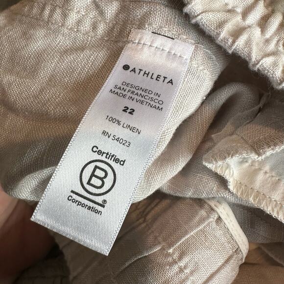 Athleta Cabo Tide Linen Jogger Pant Neutral Camo 22 - Picture 7 of 10